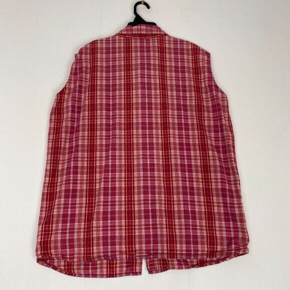 VTG Mickey Unlimited Disney Size 26/28 Women Top Red Plaid Embroidered sleeveles - Picture 2 of 13